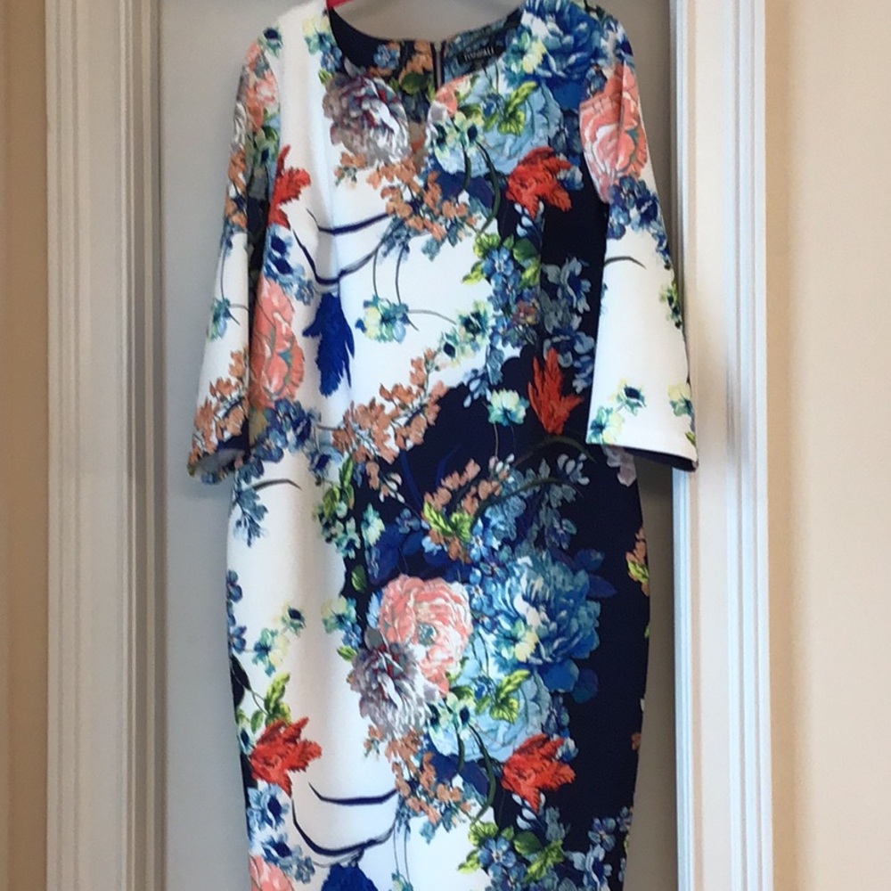 Roz & Ali 3/4 Sleeve 42” midi dress. Sz 14W